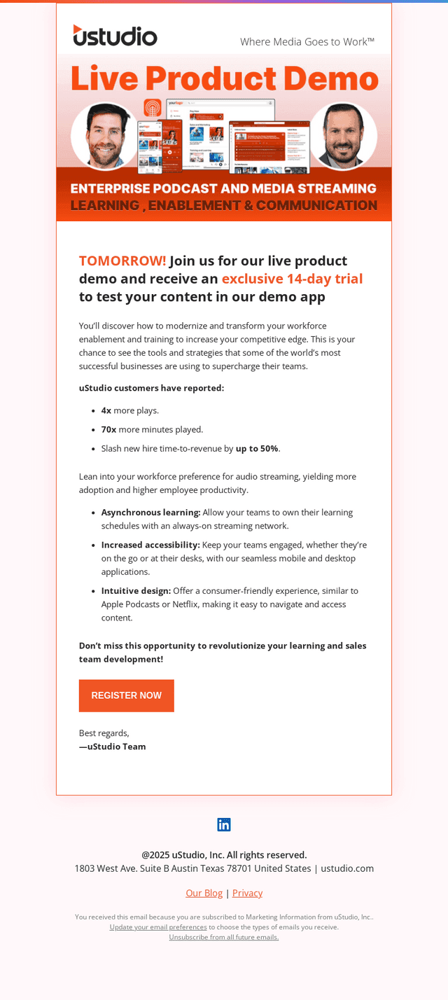 uStudio email from Mon, Nov 10, 2025