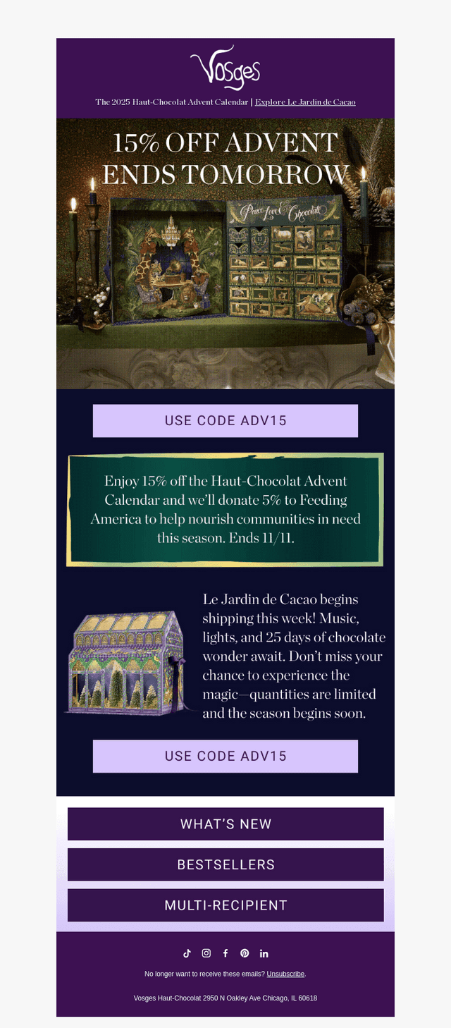 15% OFF Advent Ends Tomorrow