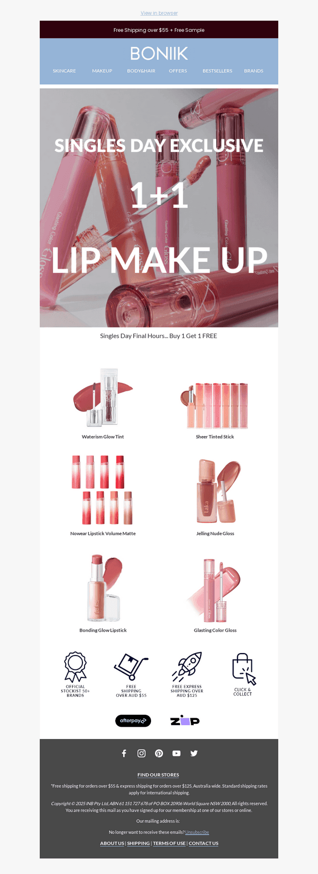 SINGLES DAY EXCLUSIVE | 1+1 Lip Make Up