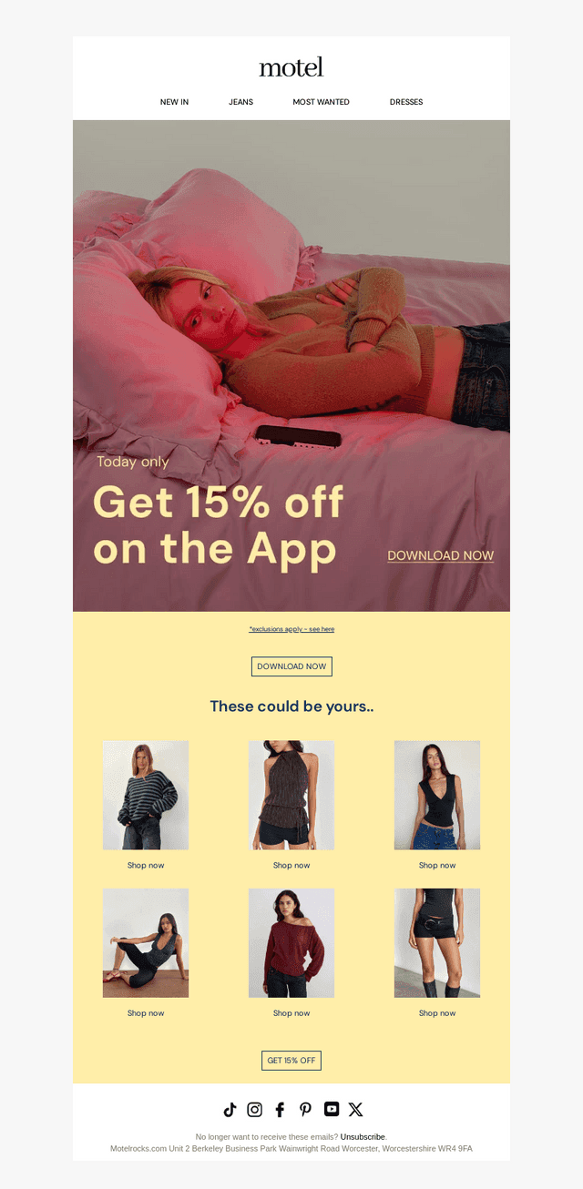 App exclusive: get 15% off everything