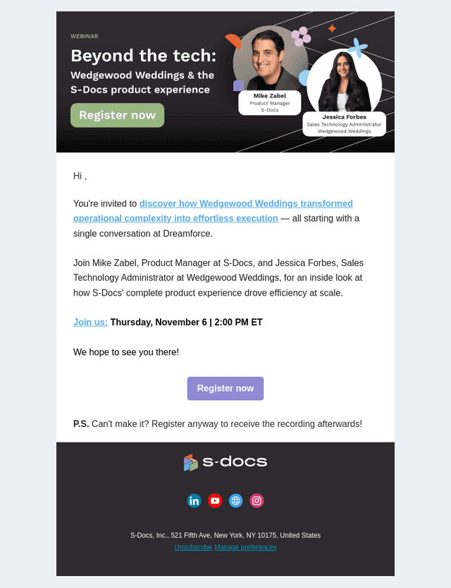 S-Docs Inc. email from Tue, Nov 11, 2025