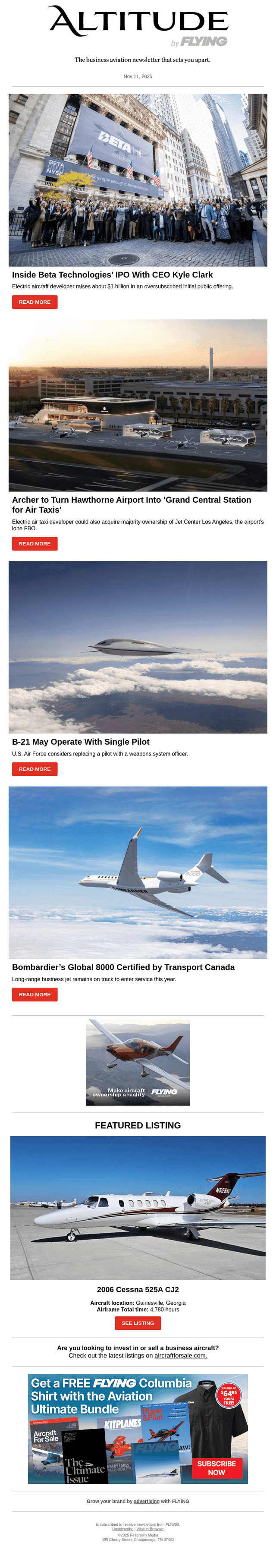Flying Magazine email from Tue, Nov 11, 2025