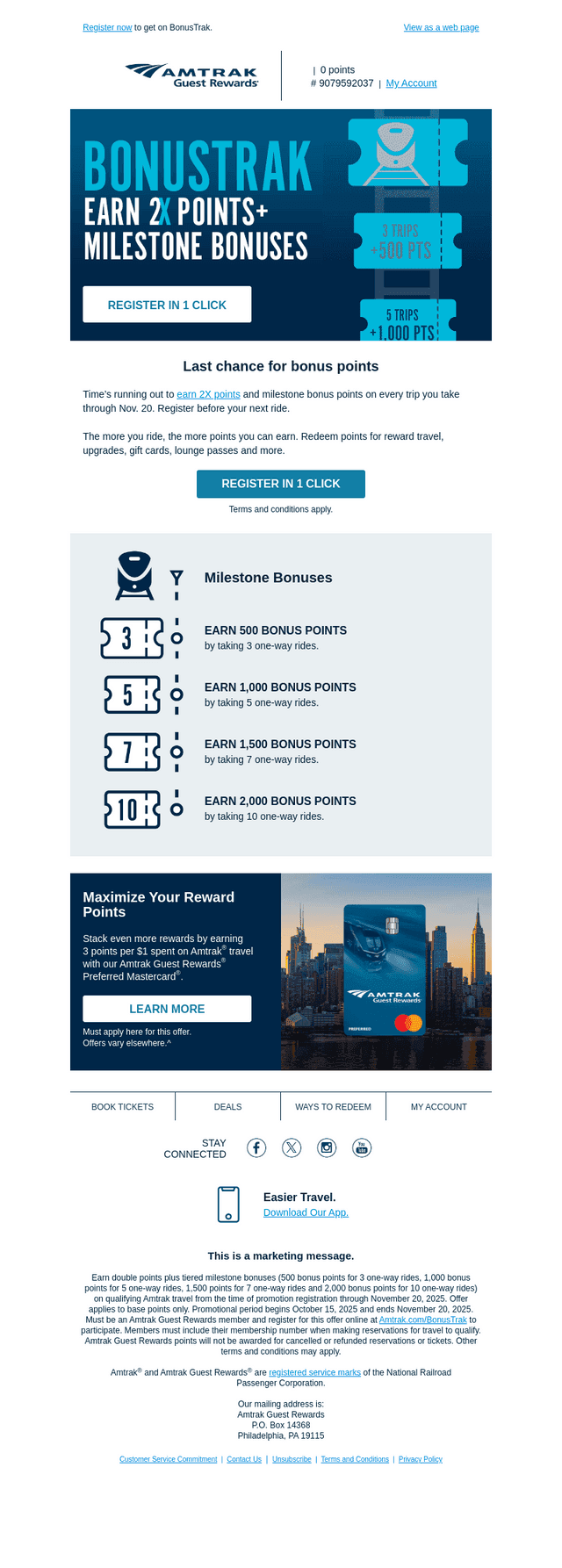 Last chance for 2X points & bonuses
