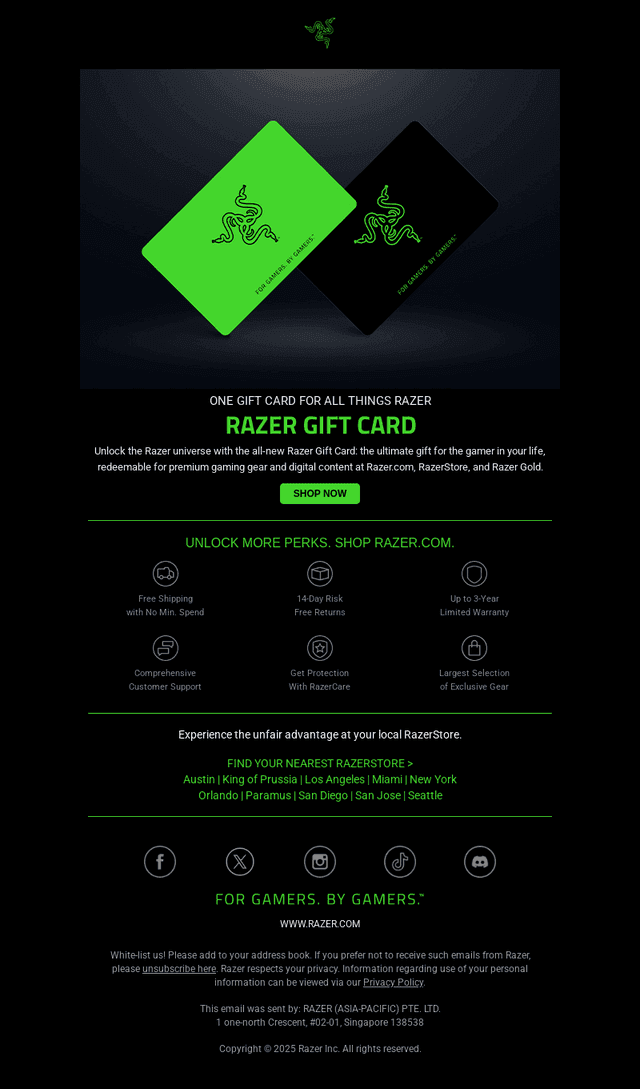 Razer email from Wed, Nov 12, 2025