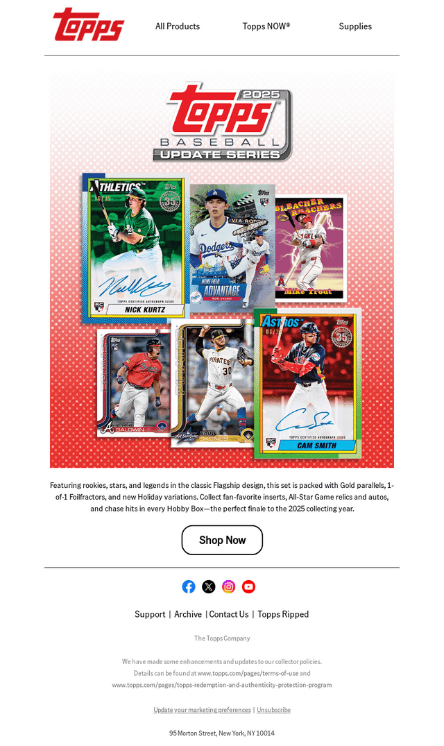 Now Live: 2025 Topps Baseball Update Series!