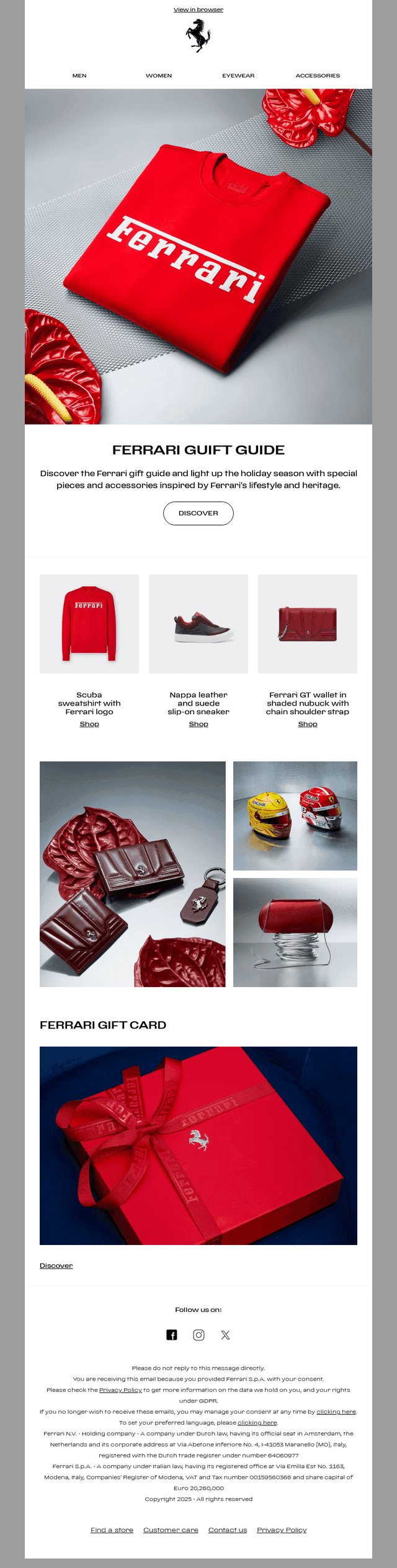 Ferrari email from Thu, Nov 13, 2025