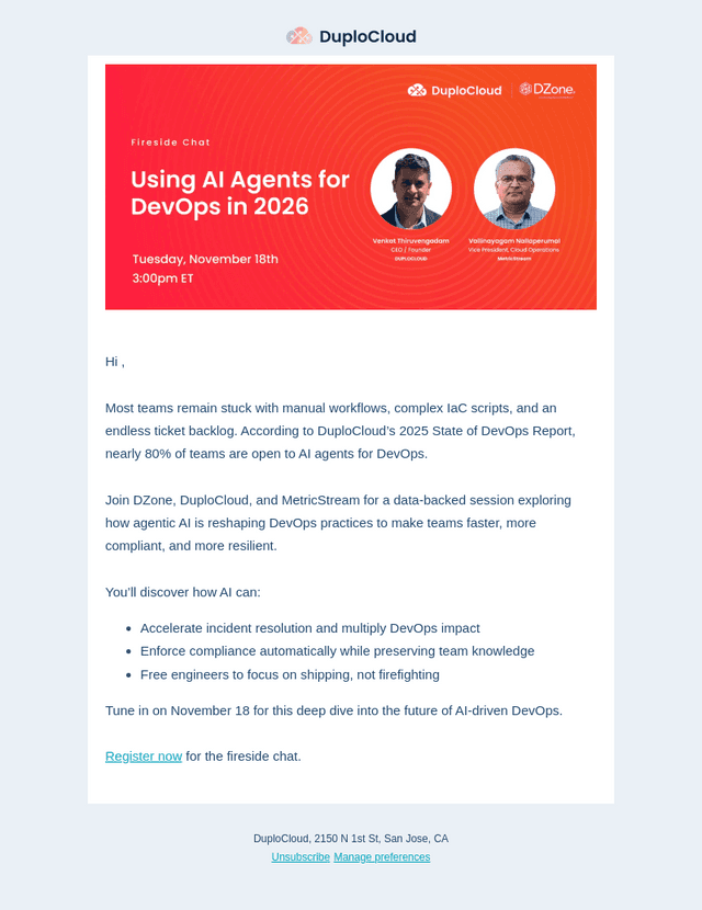 DuploCloud email from Fri, Nov 14, 2025