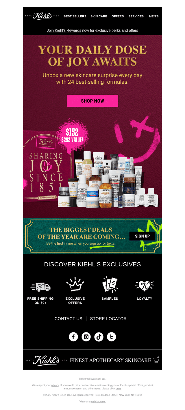 Kiehl's email from Sat, Nov 15, 2025