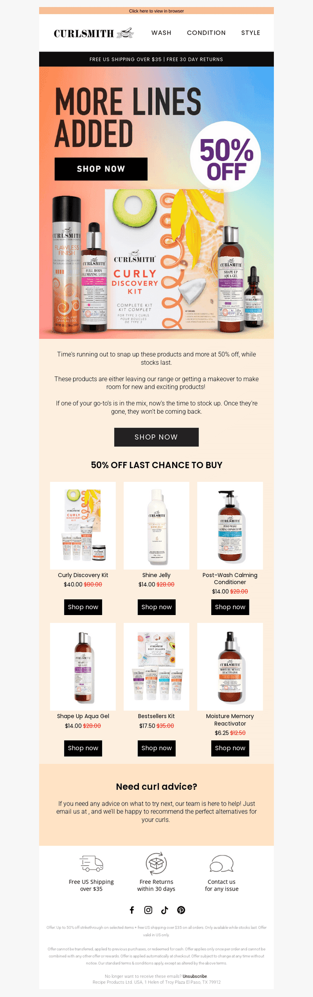 Curlsmith USA email from Sun, Nov 16, 2025
