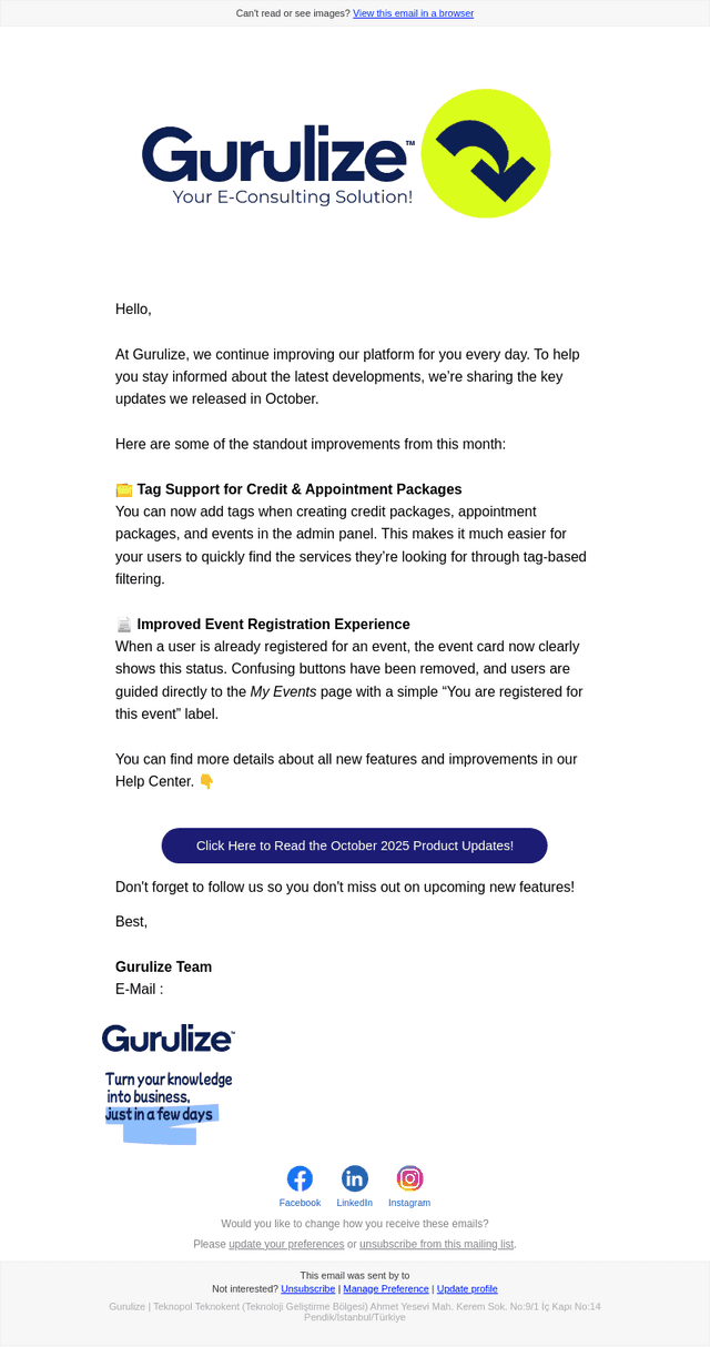 Gurulize email from Mon, Nov 17, 2025