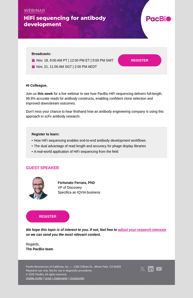 [Webinar] Closing soon: HiFi sequencing for antibody development