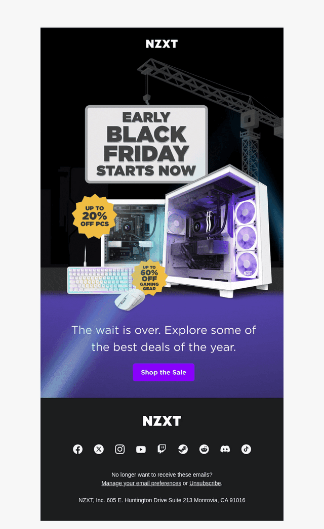 NZXT email from Mon, Nov 17, 2025