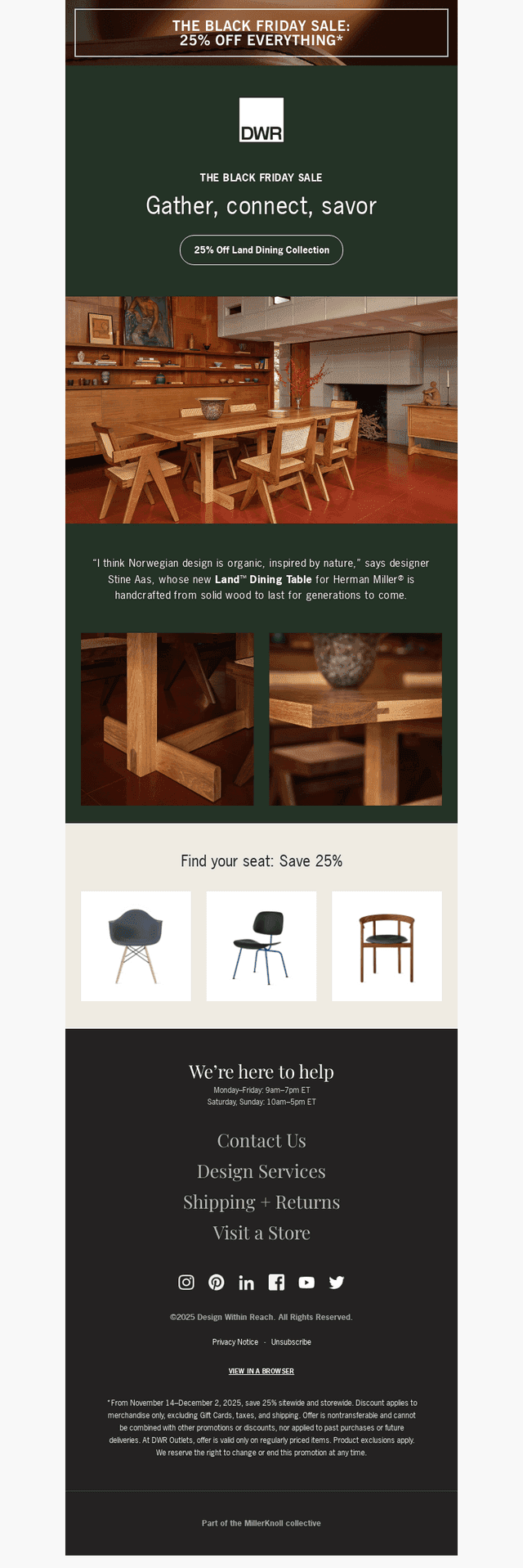 New Land Dining Collection: 25% off
