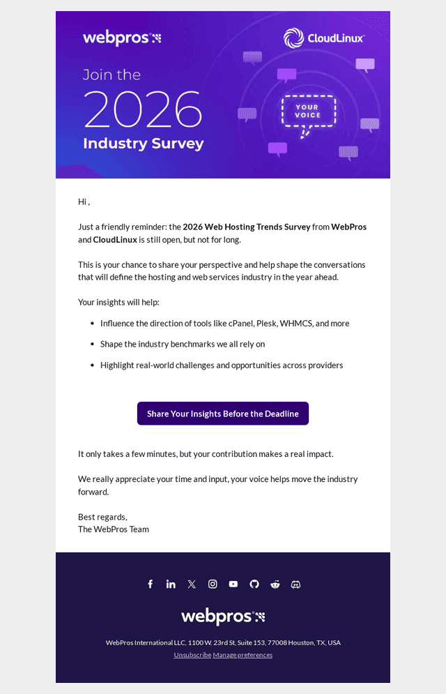 WebPros email from Tue, Nov 18, 2025