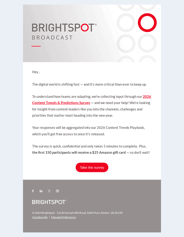 Brightspot email from Tue, Nov 18, 2025