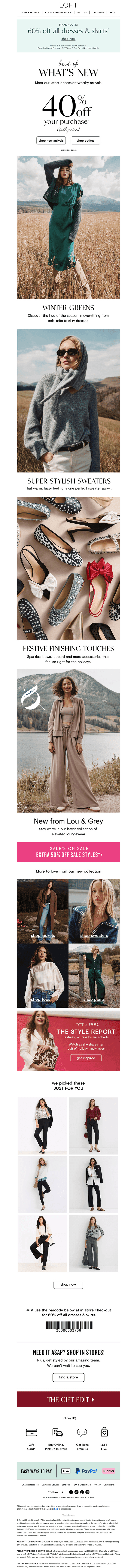 60% off all dresses & skirts ends tonight!