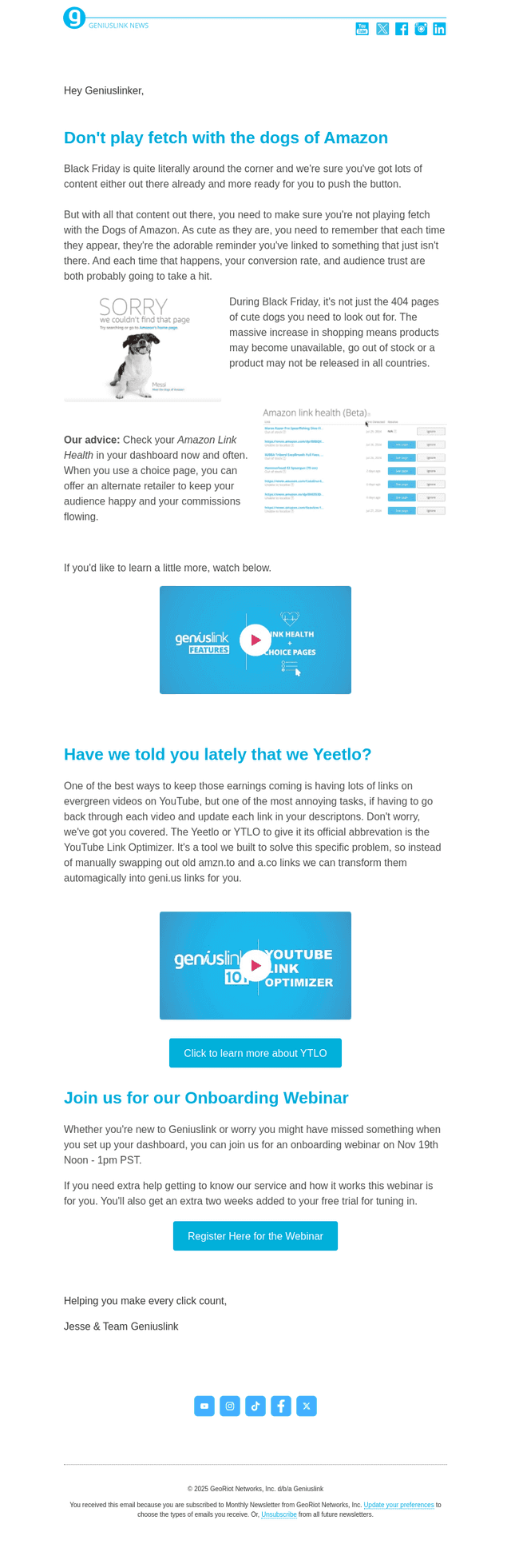 Geniuslink email from Tue, Nov 18, 2025