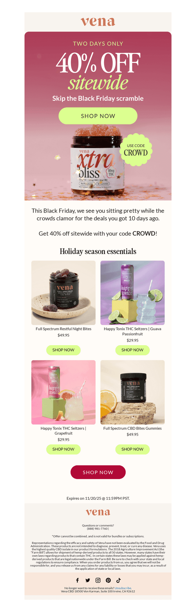 Shop early, save big: 40% off 🎉