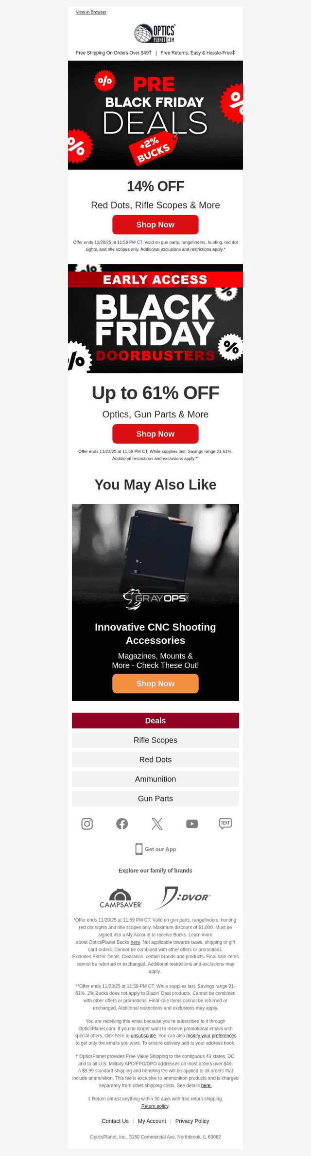 14% OFF Red Dots, Rifle Scopes & More