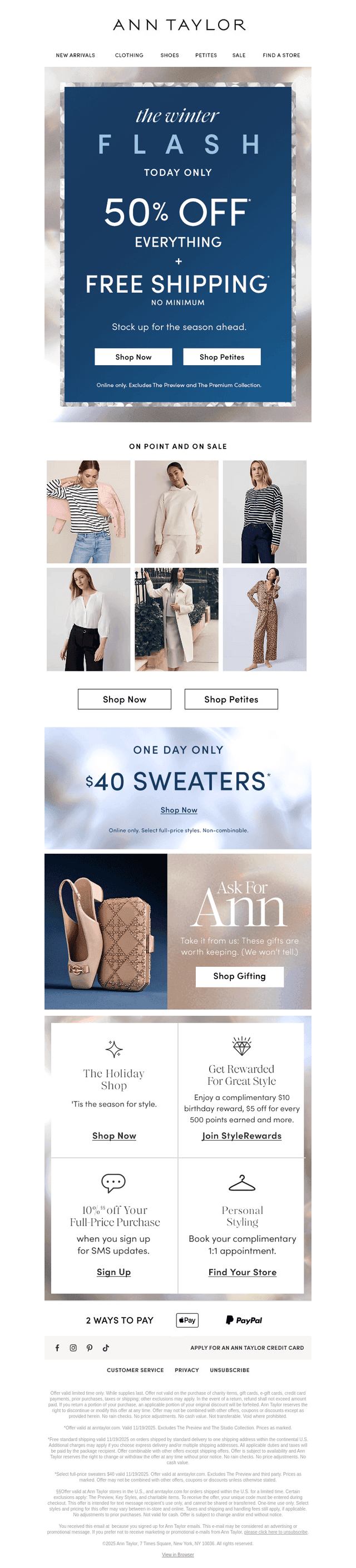 50% Off Everything + Free Shipping! Today Only!*