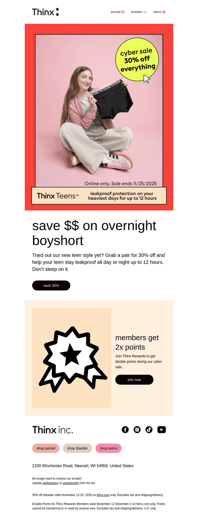 Save 30% on our new teens boyshort