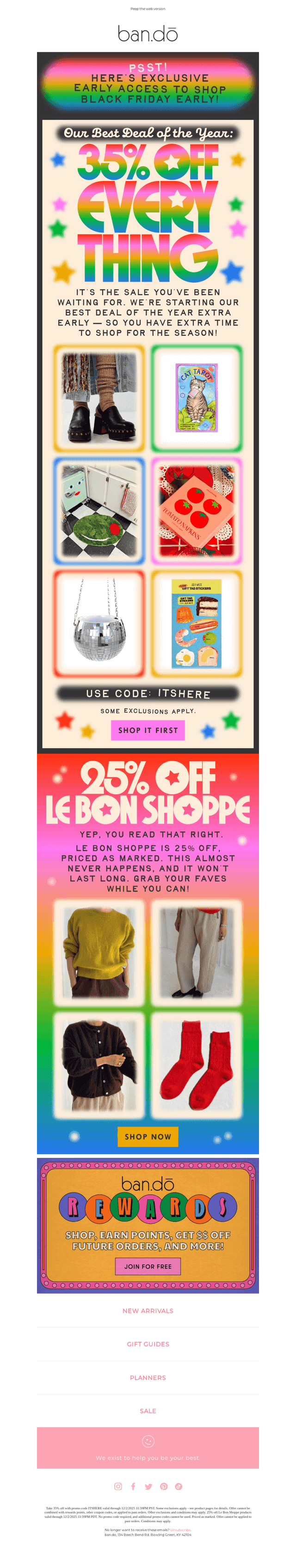 Get 35% off (almost) everything.
