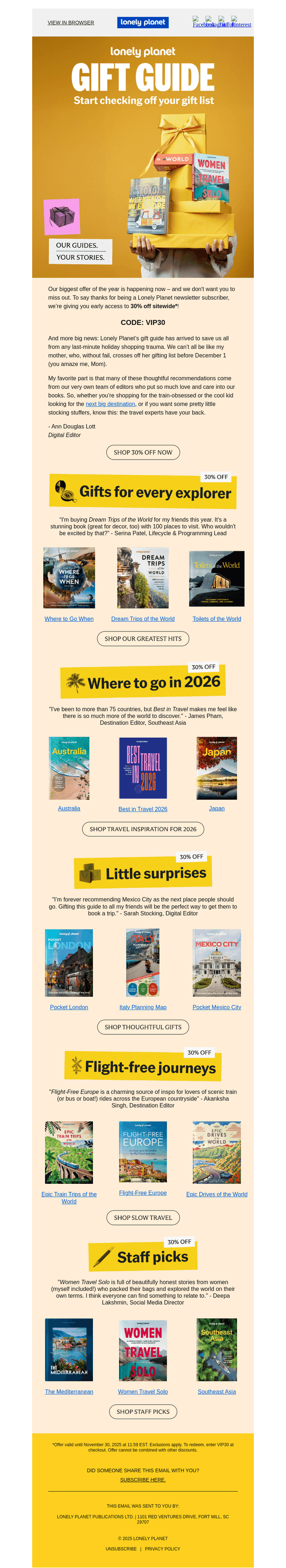 Lonely Planet email from Wed, Nov 19, 2025