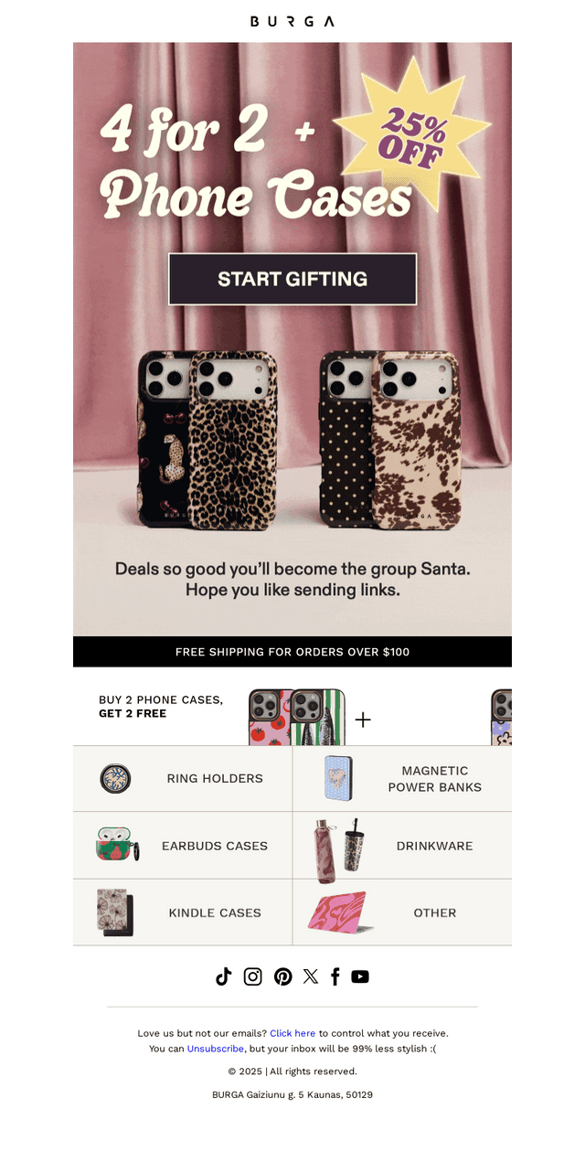 25% OFF + phone cases for all
