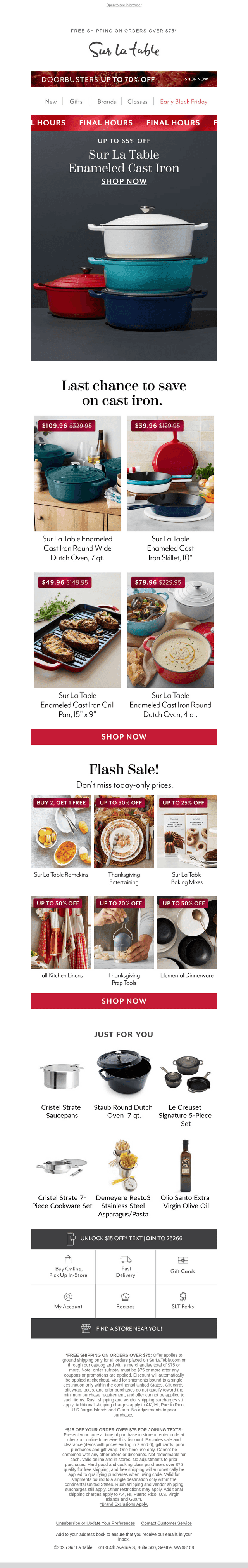 Sur La Table email from Wed, Nov 19, 2025
