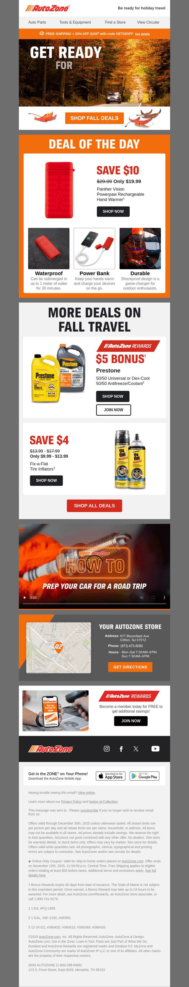 AutoZone email from Fri, Nov 21, 2025