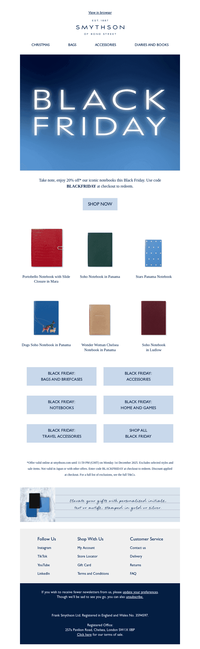 Smythson email from Fri, Nov 21, 2025