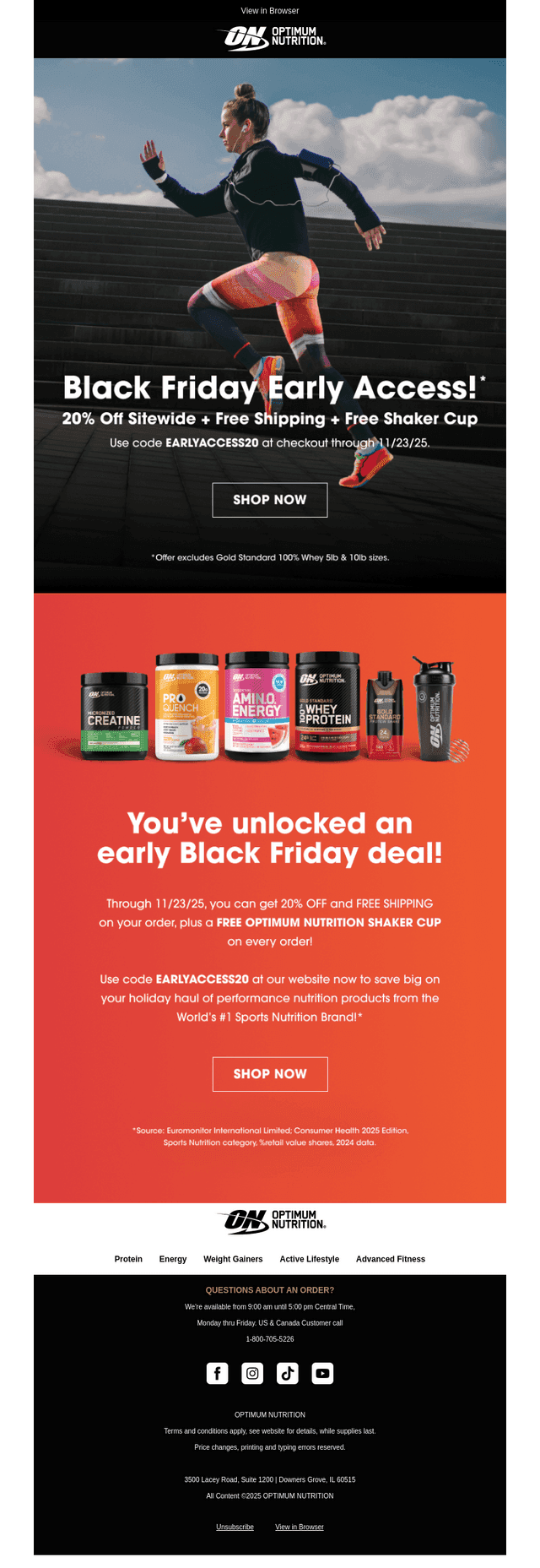 Optimum Nutrition email from Fri, Nov 21, 2025