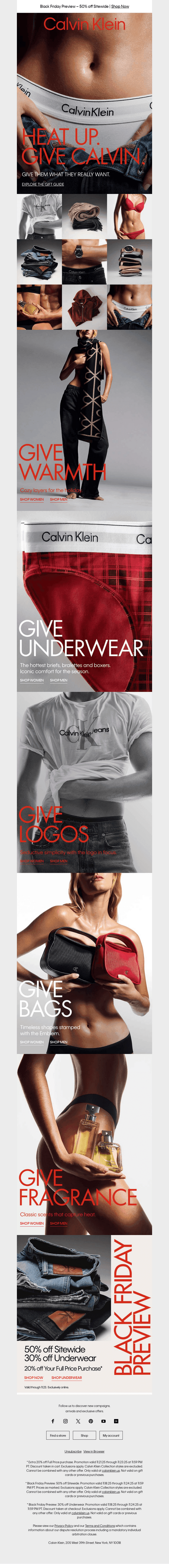 Calvin Klein email from Fri, Nov 21, 2025