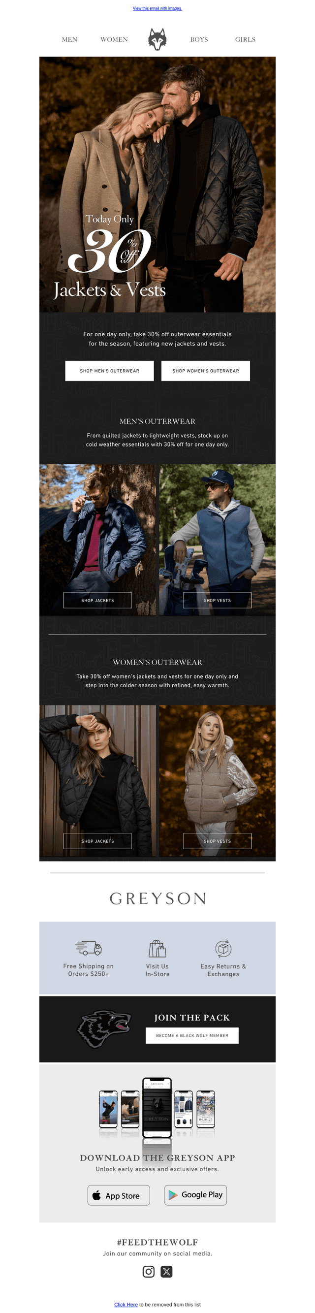 Final Hours || 30% Off Jackets & Vests