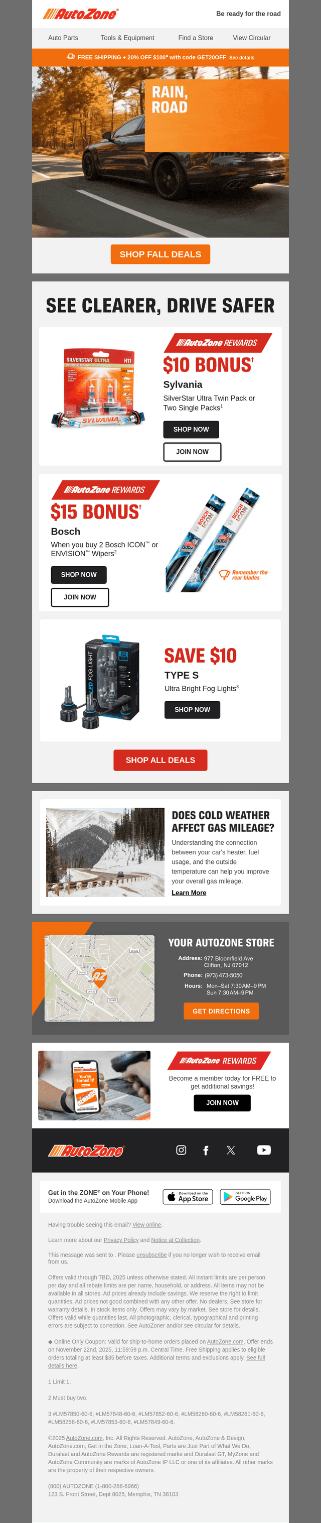 AutoZone email from Sat, Nov 22, 2025