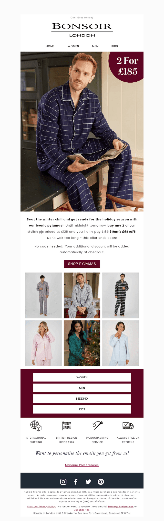 Buy 2 Pyjamas and Save £65!