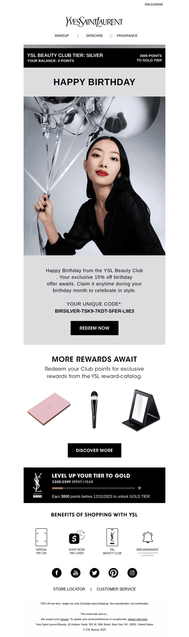 YSL Beauty email from Sun, Nov 23, 2025