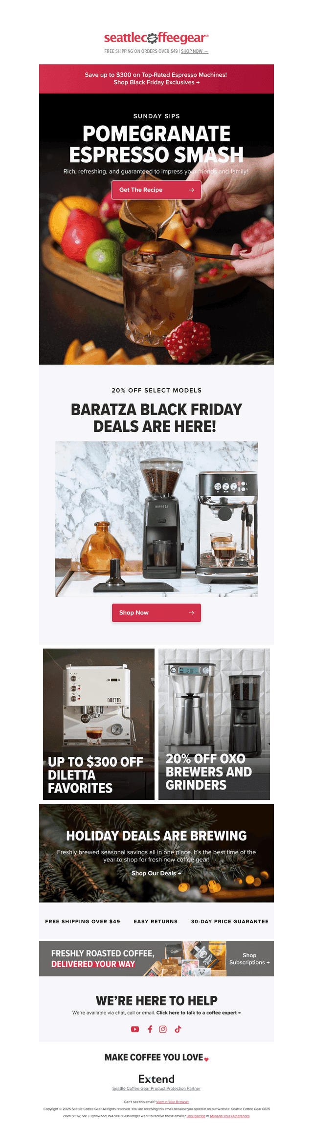 Seattle Coffee Gear email from Mon, Nov 24, 2025