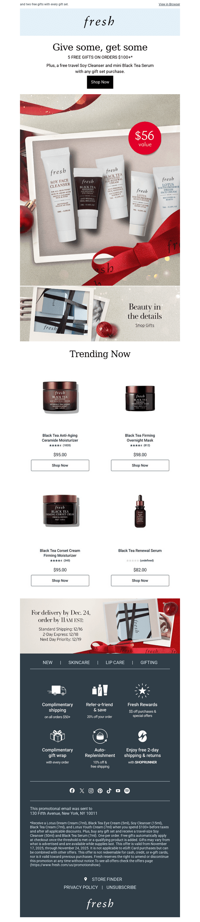 5-piece gift on orders $100+ ends soon