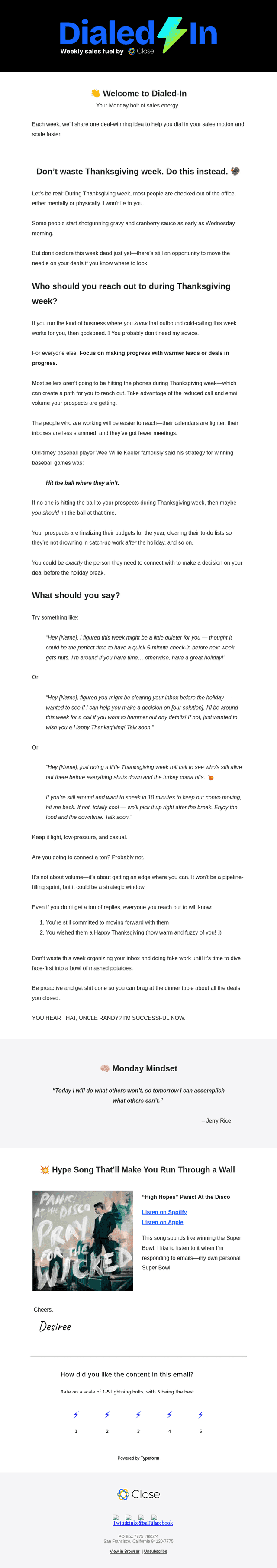 Close email from Mon, Nov 24, 2025