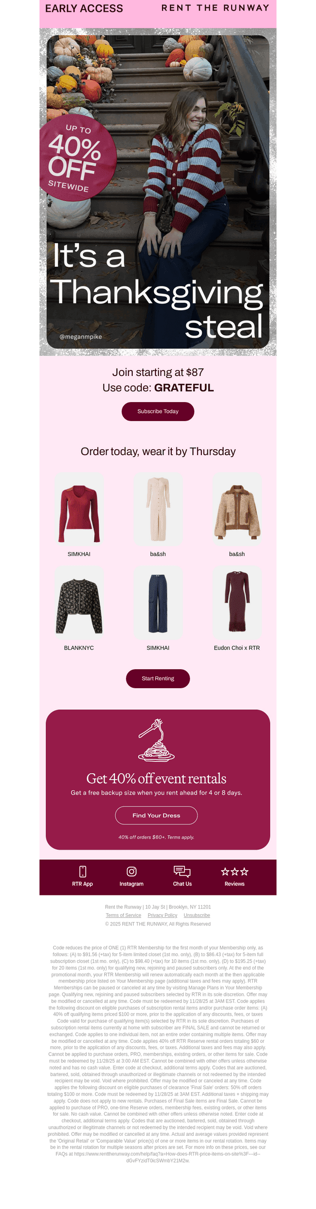 Rent the Runway email from Mon, Nov 24, 2025