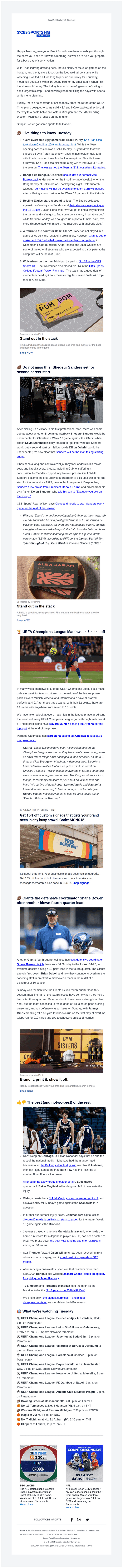 CBS email from Tue, Nov 25, 2025