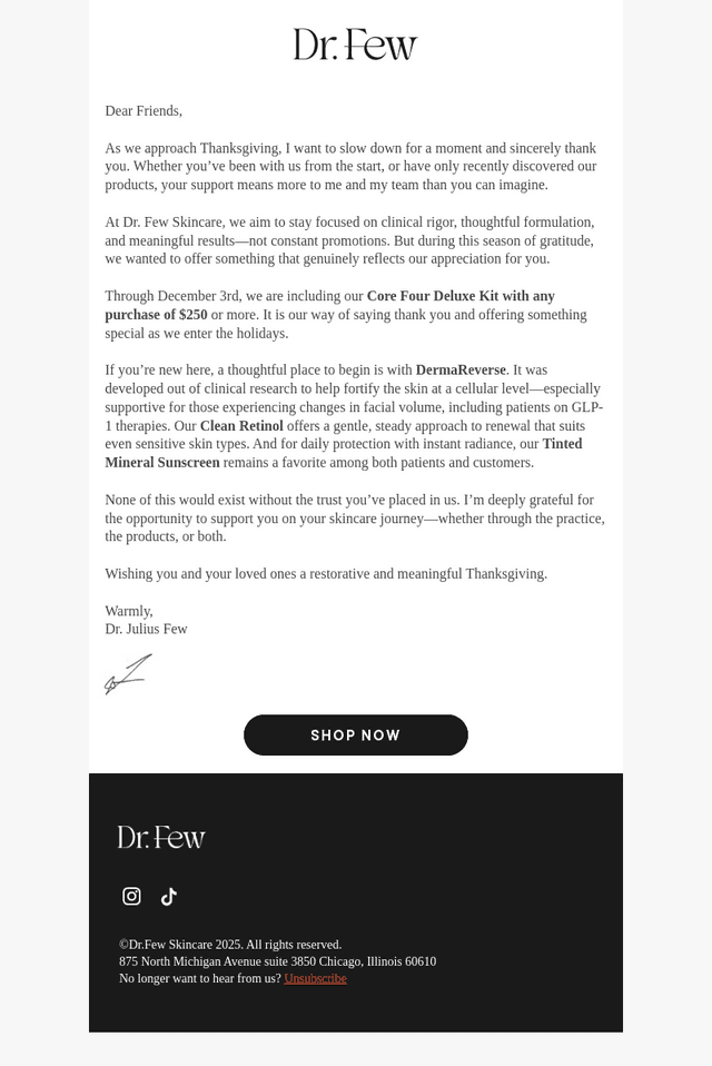With Gratitude, From Dr. Few