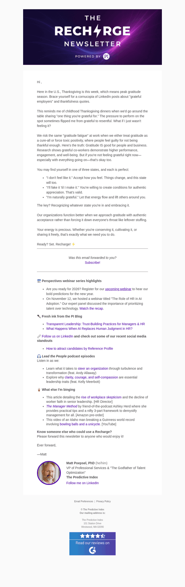 The Predictive Index email from Tue, Nov 25, 2025