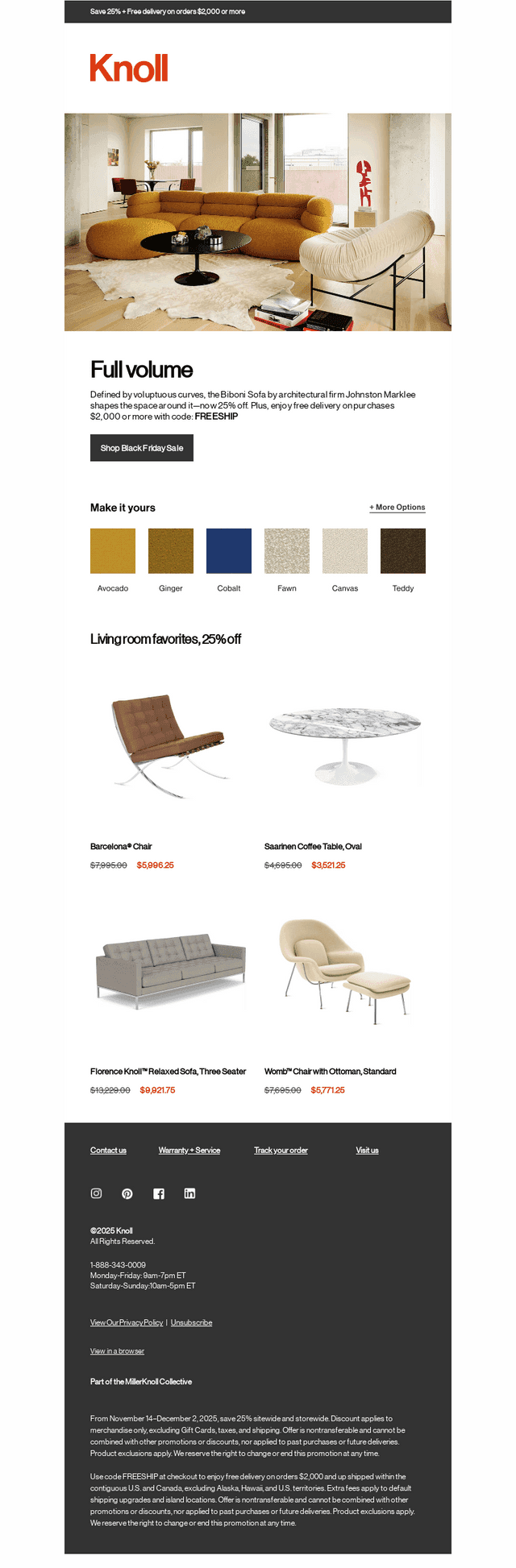 25% off the voluminous Biboni Sofa