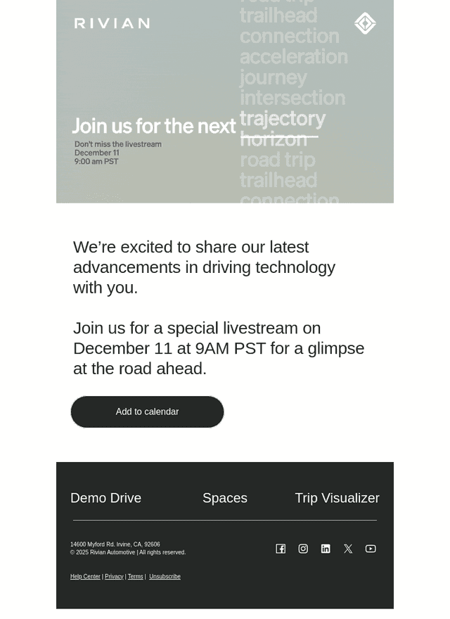 Rivian email from Tue, Nov 25, 2025