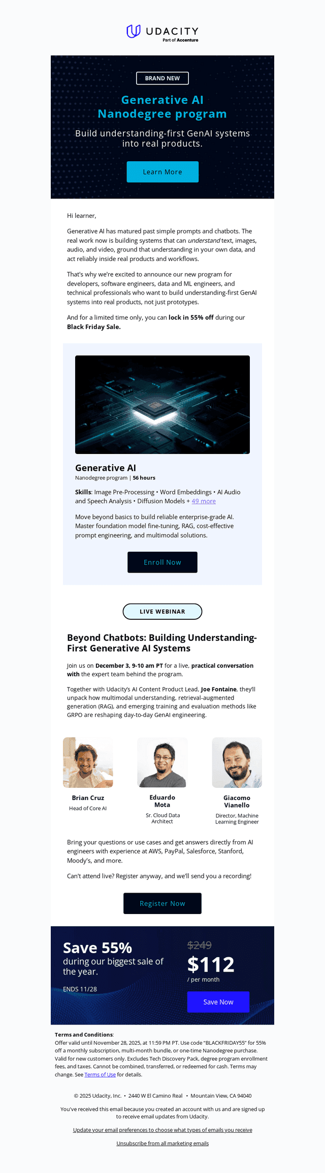 New Generative AI Nanodegree program (at 55% off for Black Friday!)