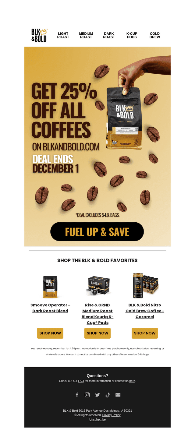 Your Favorite Coffee, Now 25% Off☕