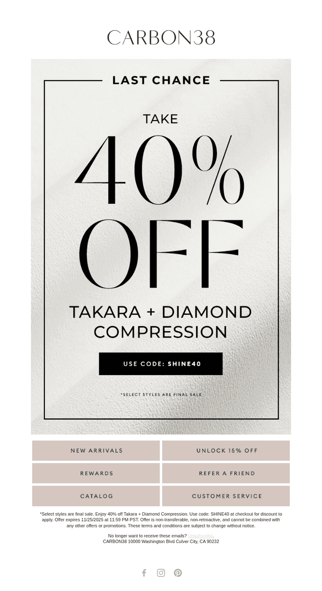 LAST CHANCE: 40% off
