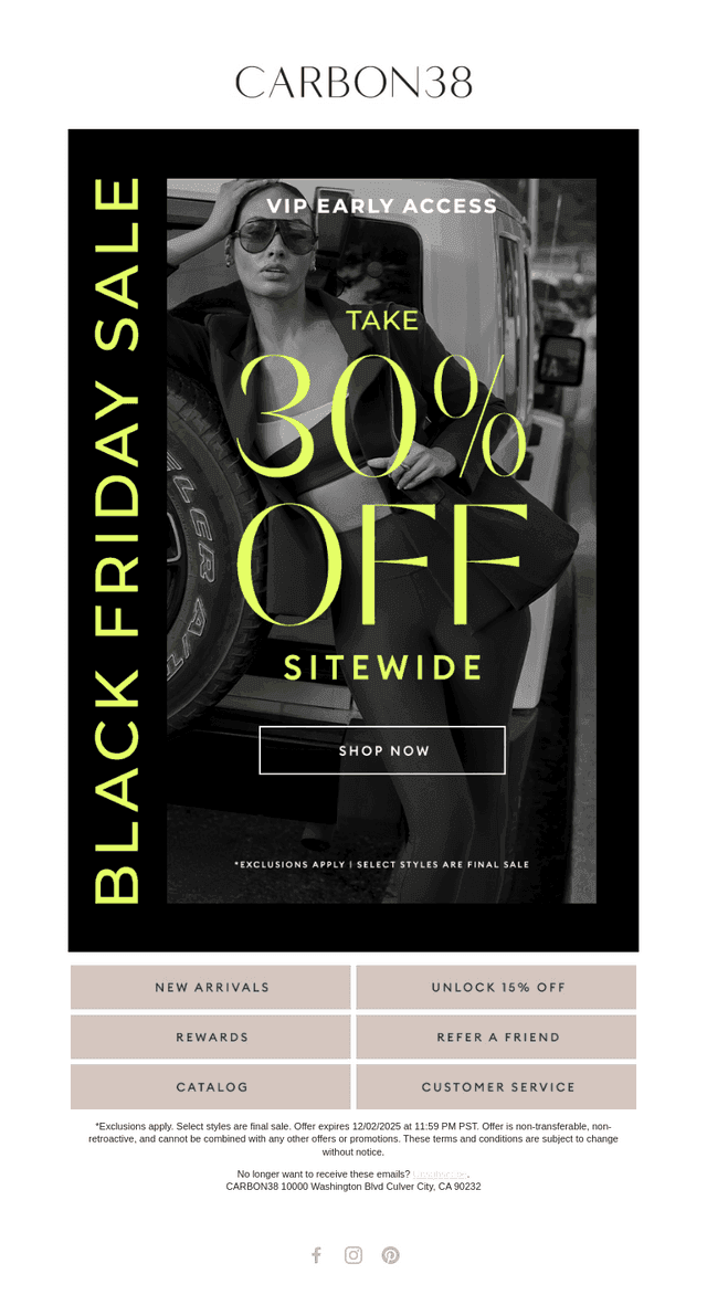 VIP Early Access: 30% off Sitewide